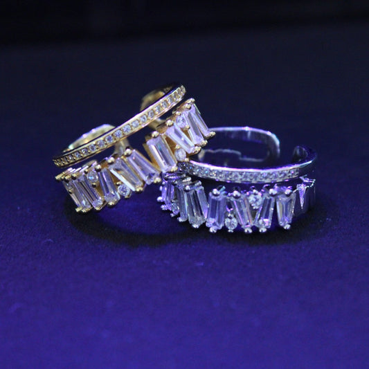 Vintage Zirconia Rhodium and 18k Gold Plated S925 Sterling Silver Ring