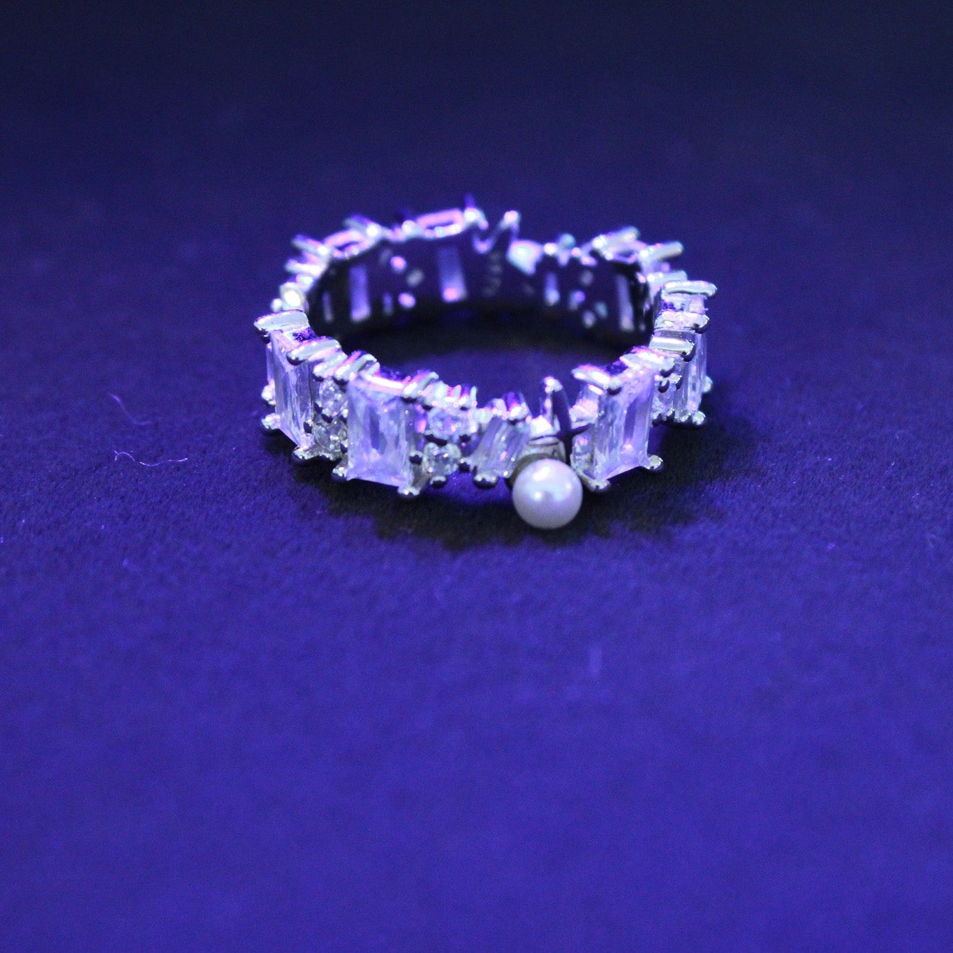 Vintage Shell Bead and Zirconia 18k Gold Plated S925 Sterling Silver Ring