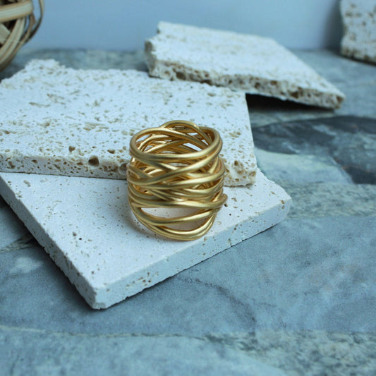 Brass Plated 18k Gold Matte Wide Ring
