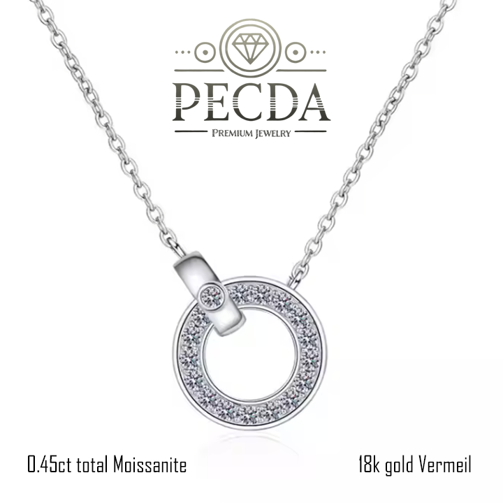 0.45 Carat Moissanite Diamond Pendant Necklace, 18K White Gold Vermeil on Sterling Silver