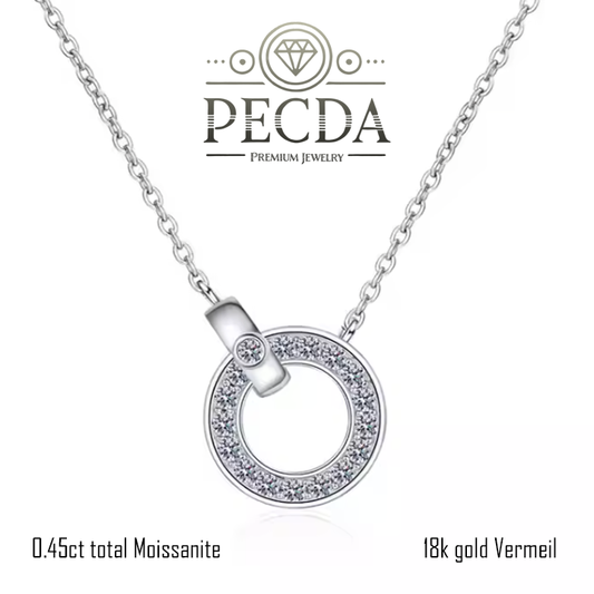 0.45 Carat Moissanite Diamond Pendant Necklace, 18K White Gold Vermeil on Sterling Silver